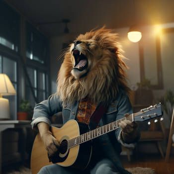 Passionate Lion singing a song