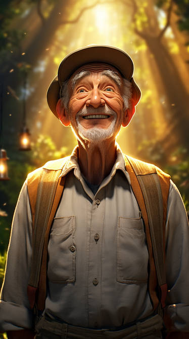 Avatar of a friendly old man in nature