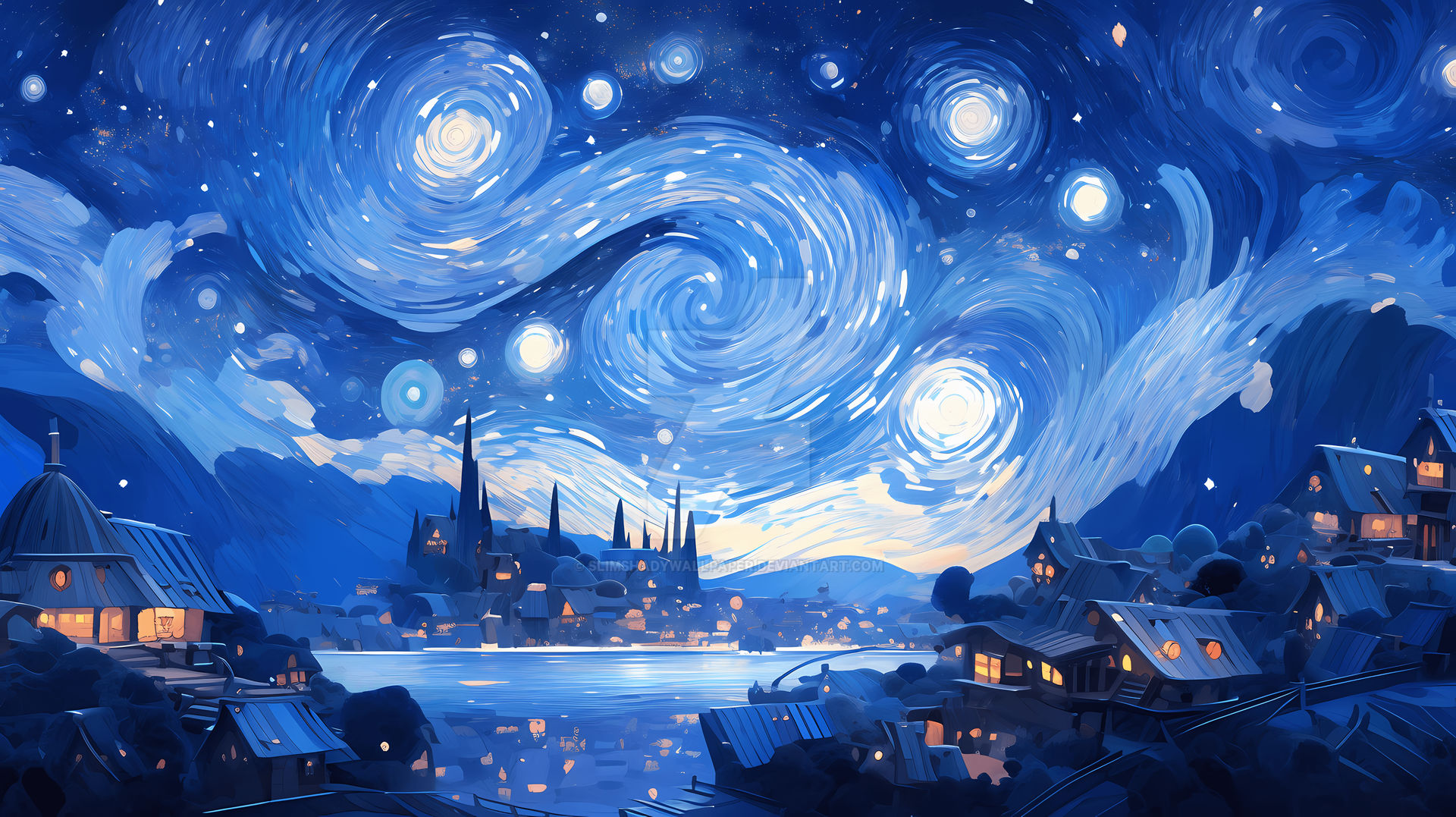 Starry Night in Van Gogh style by SlimShadyWallpaper on DeviantArt
