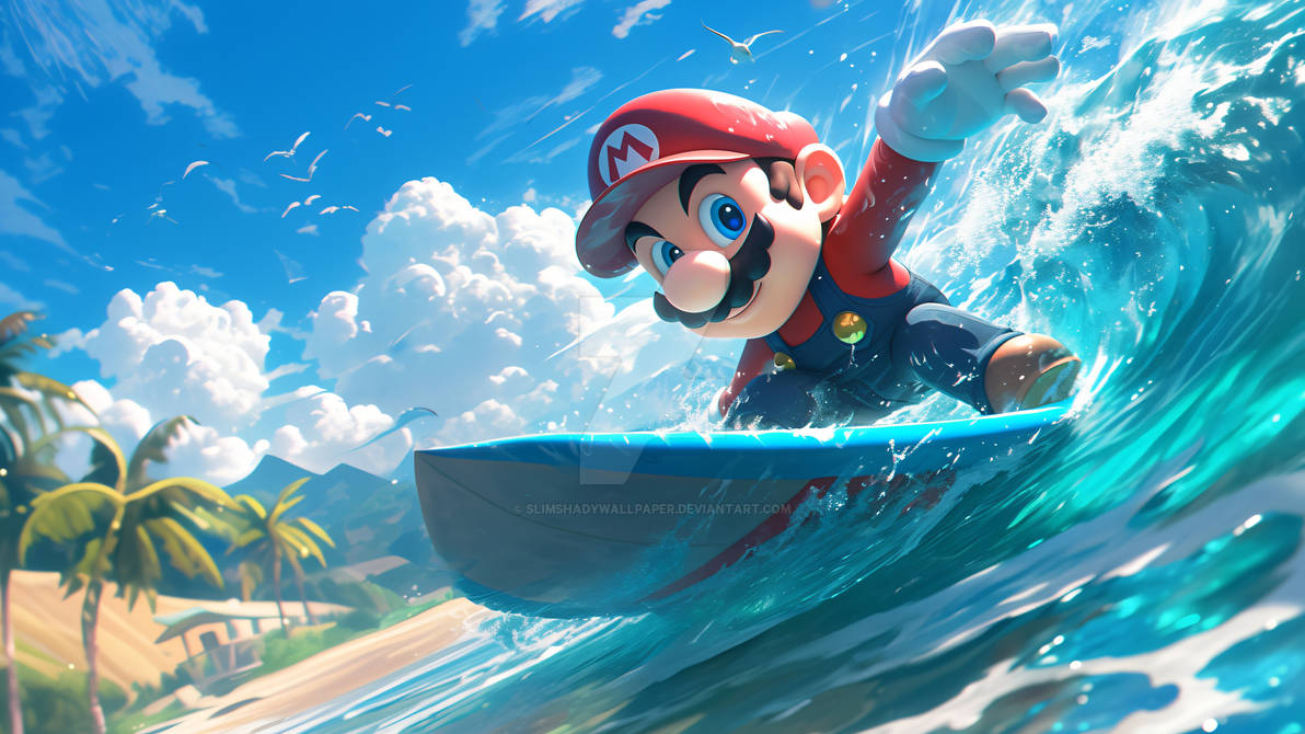Mario Shell Surfing Surfer Mario by SlimShadyWallpaper on DeviantArt