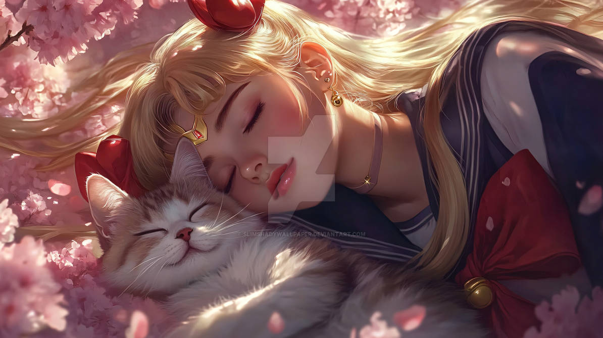Sailor Moon with cat by SlimShadyWallpaper on DeviantArt
