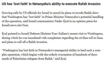 US has lost faith in Netanyahu