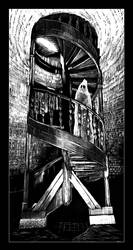 Spiral staircase and a ghost