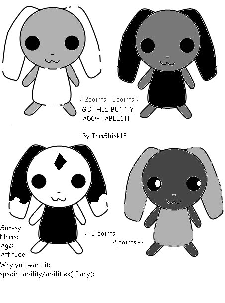 Gothic Bunny Adoptables