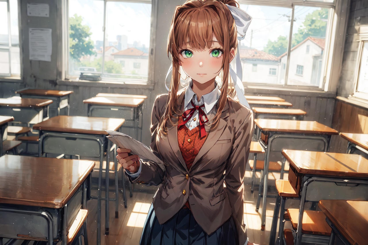 Monika Happy with the New Furniture