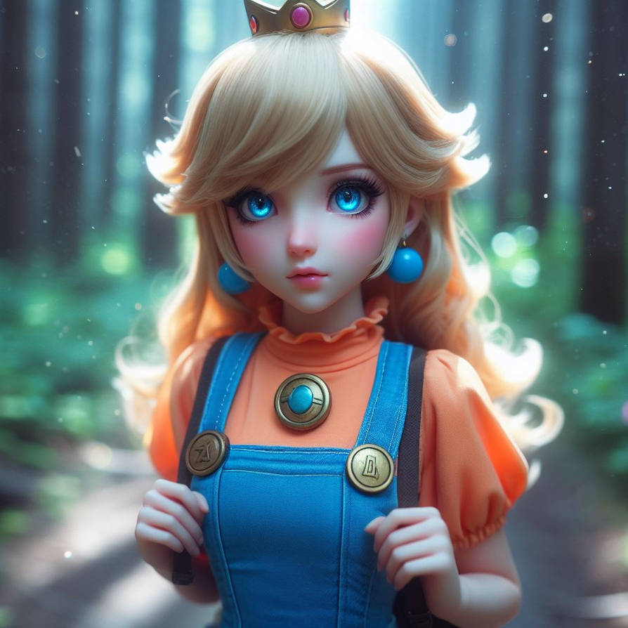 Princess Peach in overalls by cloudmaster316 on DeviantArt