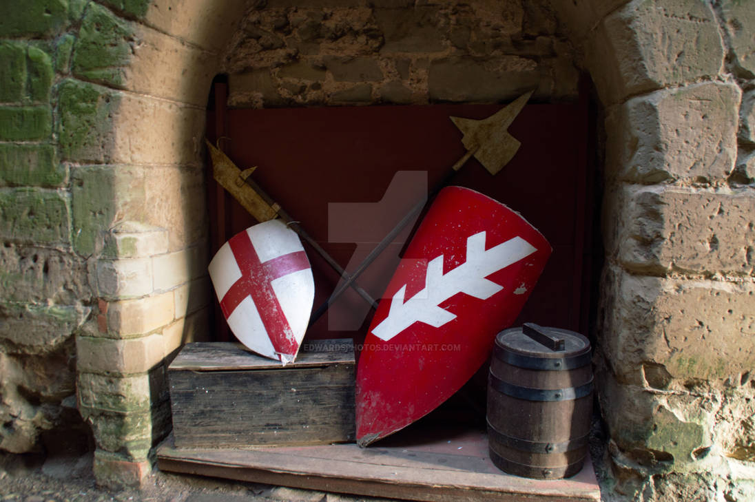 Warwick Castle - Shields and weapons laying down by EdwardsPhotos on ...
