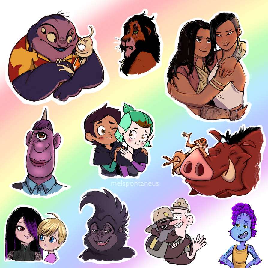 drew some gay disney characters for pride month by MelSpontaneus on ...