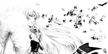 Sesshomaru - ascend a height, look in the distance