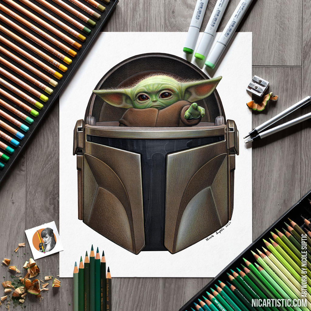 Baby Yoda Mandalorian Colored Pencil Drawing By icoley On Deviantart