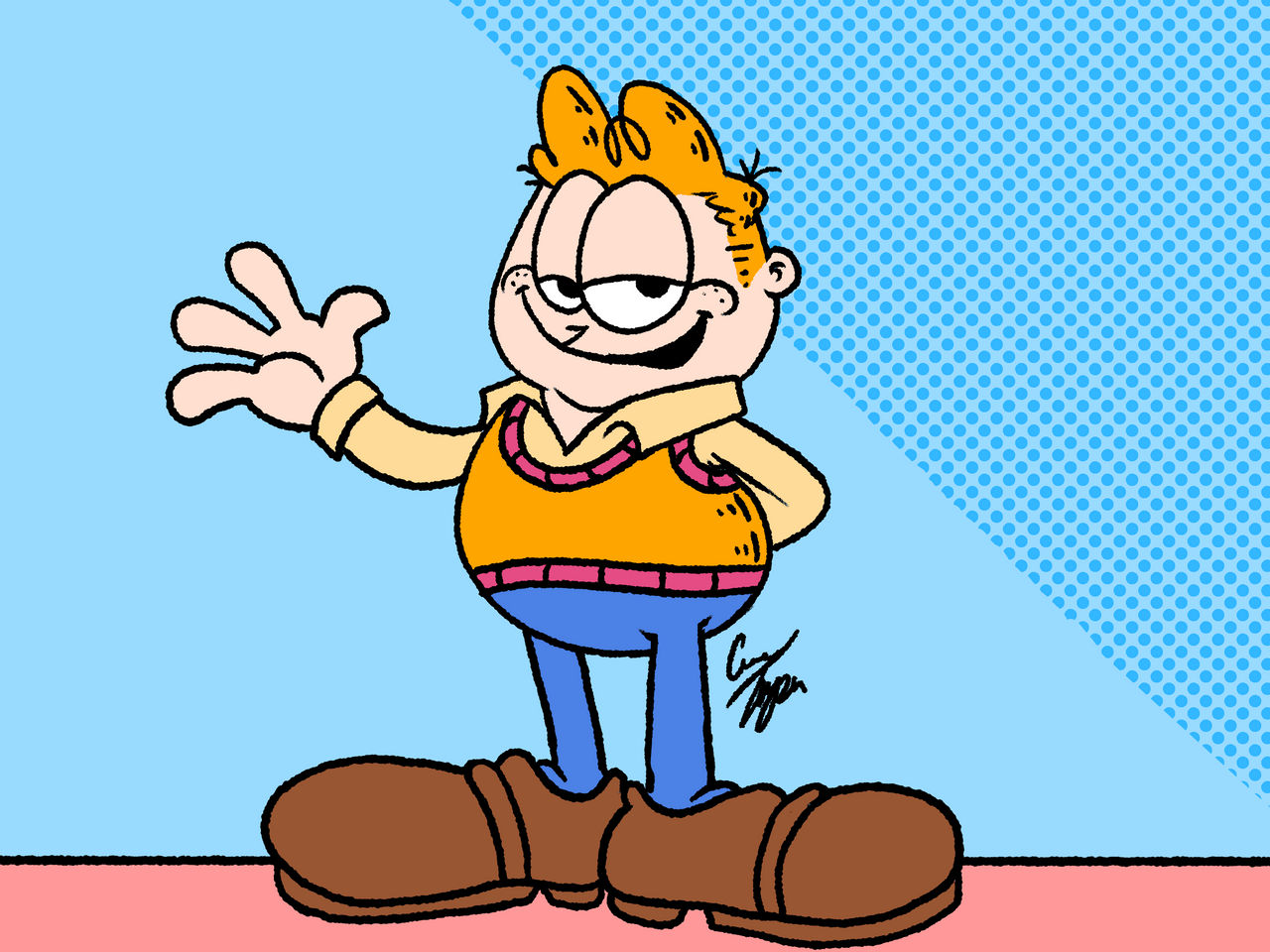 Human Garfield by Puggymation on DeviantArt
