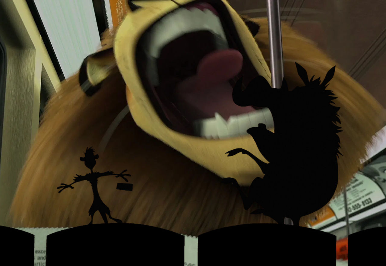 Timon and Pumbaa scared of Alex roar by Johnnysaurus93 on DeviantArt