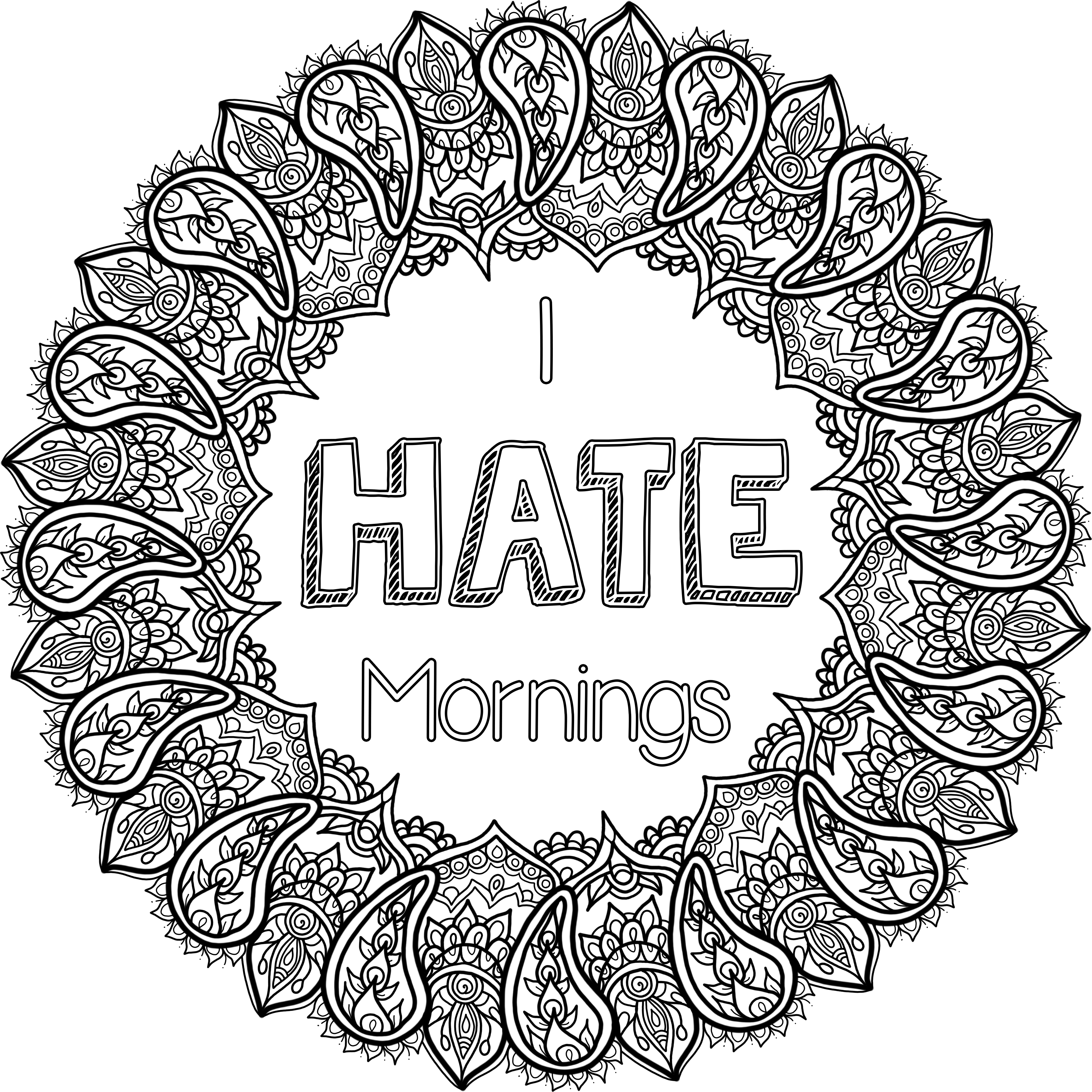 Free Colouring Page - I Hate Mornings