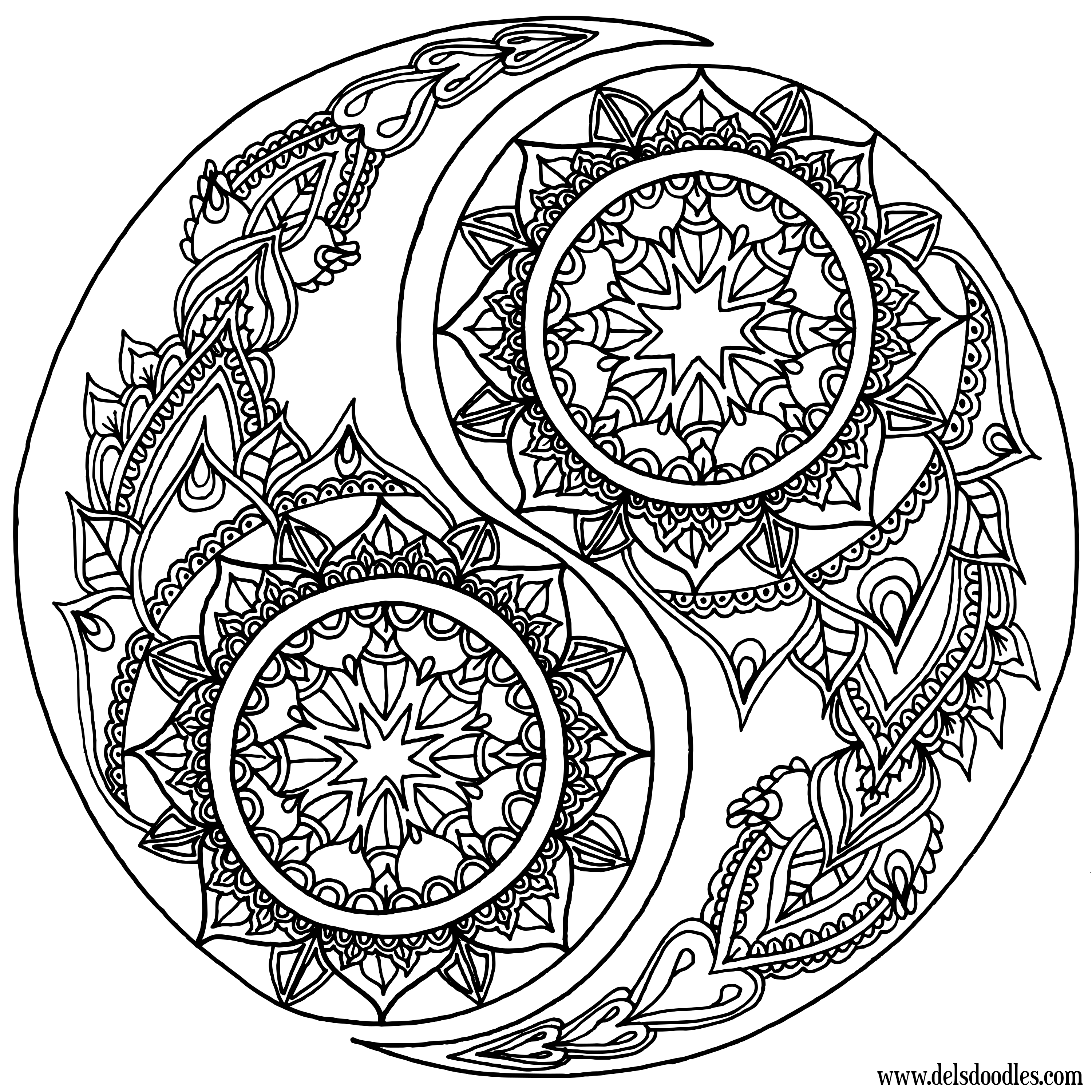 Mandala Yin Yang - 12 feutres inclus - 32 x 32 cm - à colorier Colorvelvet  - Dessin et coloriage adulte - Creavea