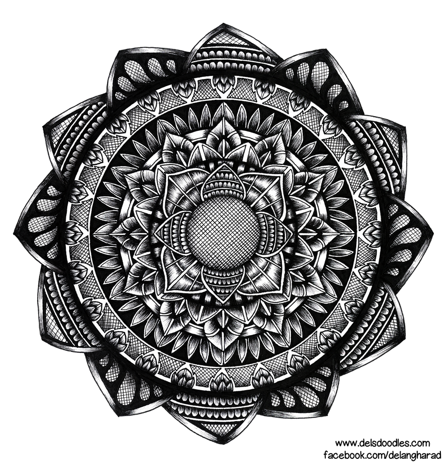 Hand-drawn hatching mandala by WelshPixie