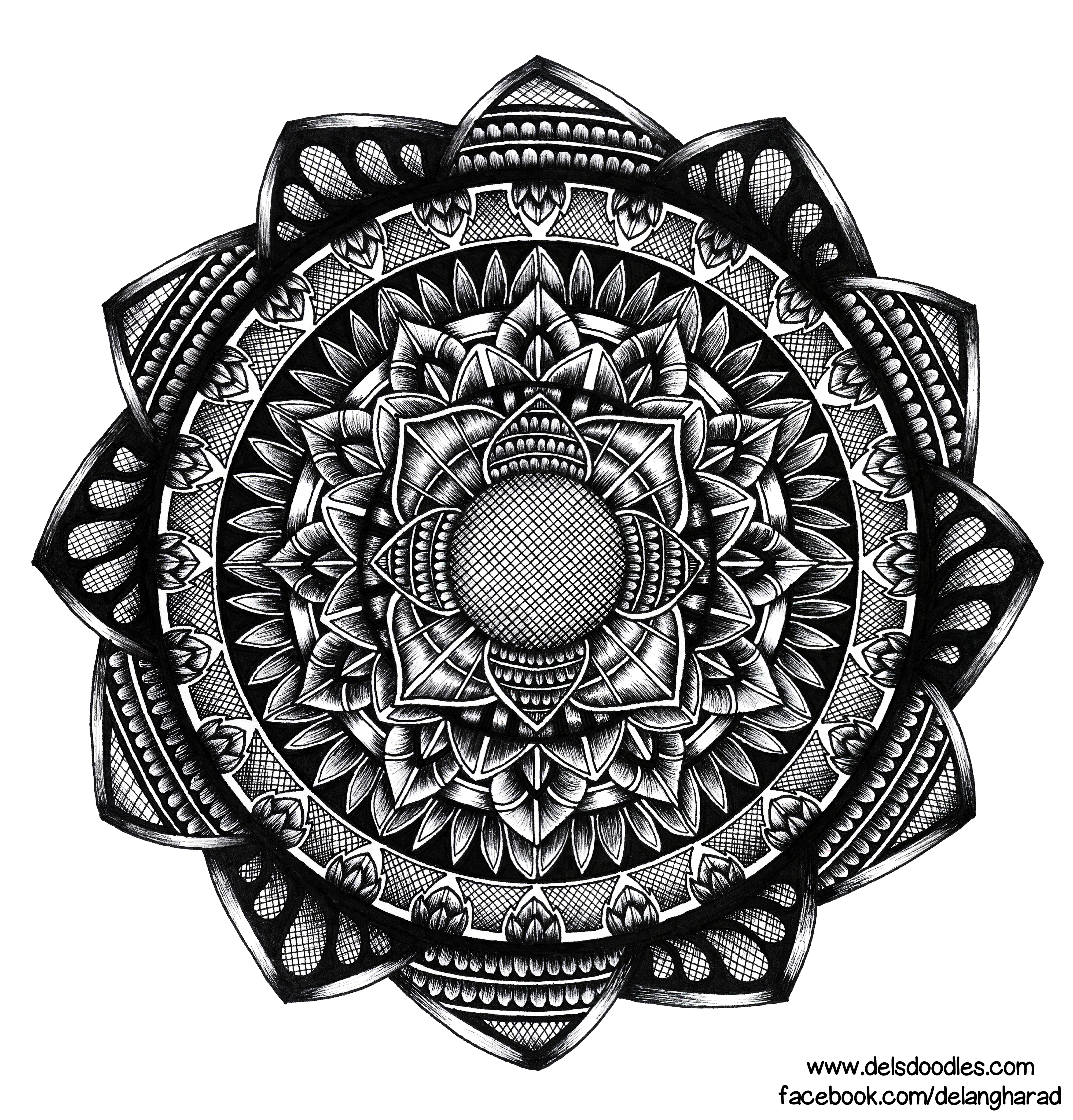 Hand-drawn hatching mandala by WelshPixie