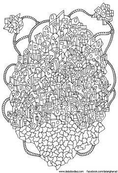 Floating City Colouring Page