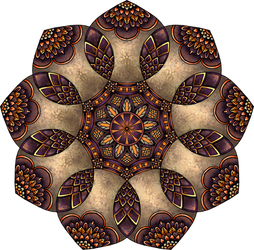 Purple, Orange and Stone Coloured Mandala