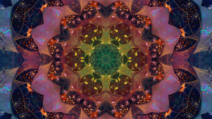 Rainbow Kaleidoscope Fractal Mandala
