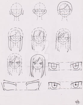 Anime Girl Character face tutorial 04 (Erza)