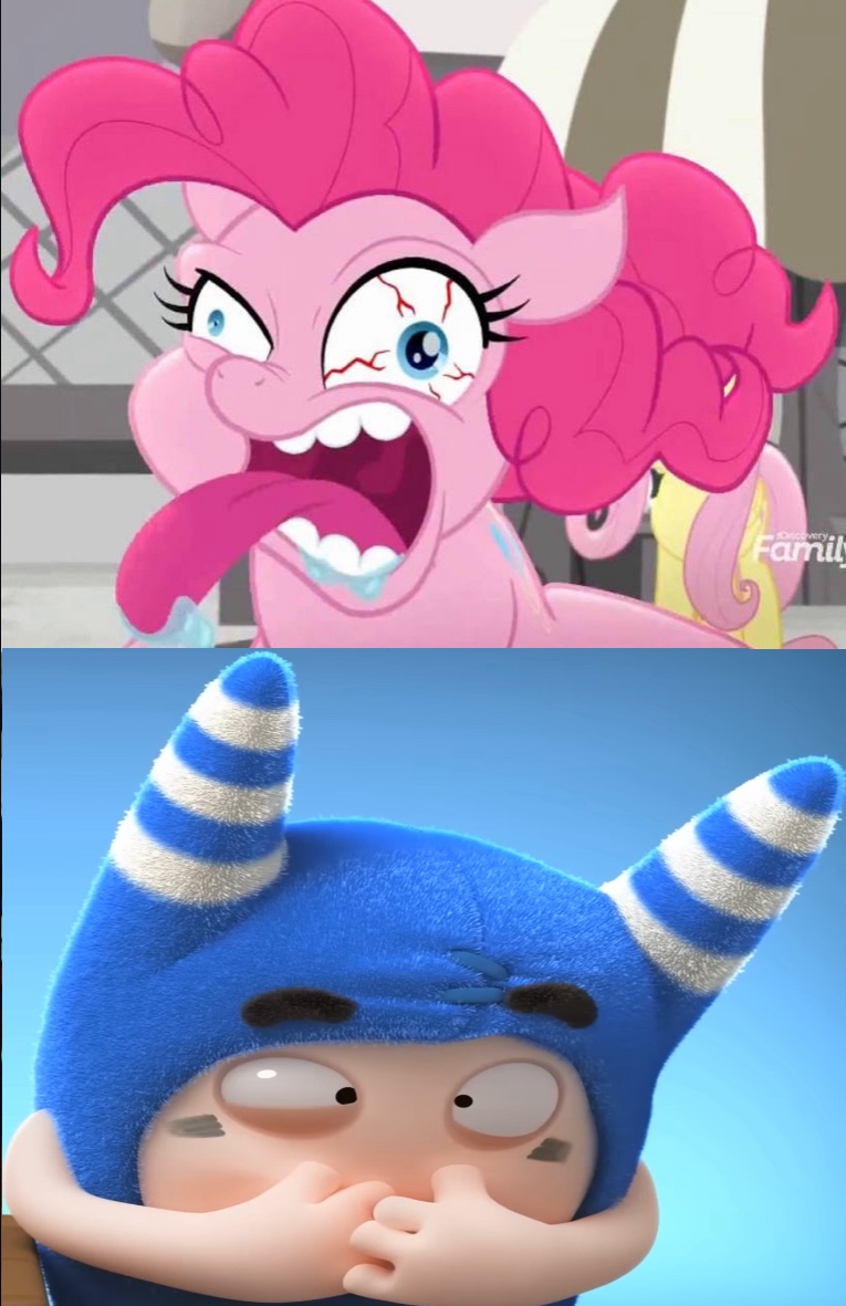 Pogo repulsed by Pinkie Pie's terrorized face by 99xcroc on DeviantArt