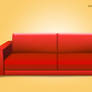 Red sofa PSD, interior icon