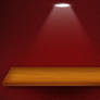 3d Isolated Empty Shelf for Exhibit on Red Wallpap
