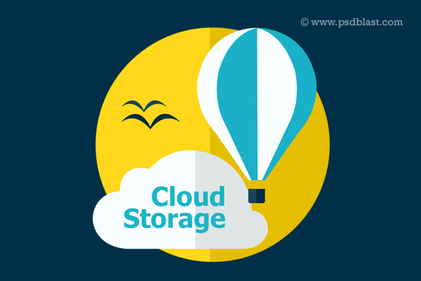 Flat Cloud Storage Icon (PSD)