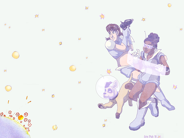 Wallpaper - Retro Space Babes by ErinPtah