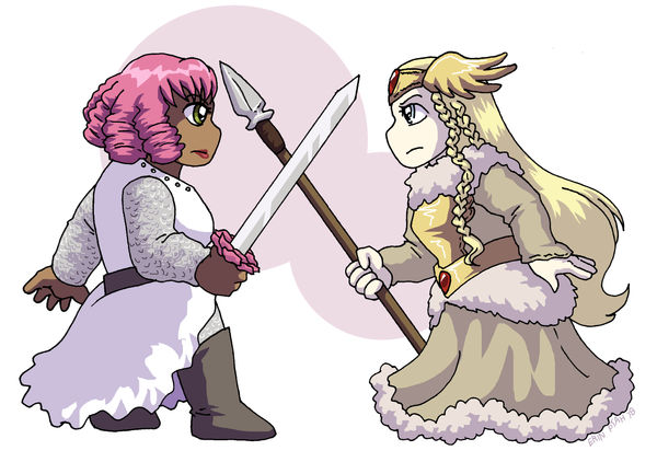 Legendary Goddess-Hero Standoff by ErinPtah