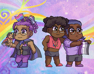 Pride Sketchbook: Kallie, Violet, Rowan, Archie