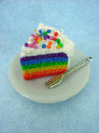 Rainbow Cake - Polymer Clay by monsterkookies