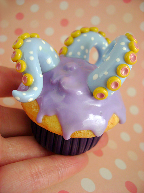 Giant Polkadotted Tentacle Cupcake