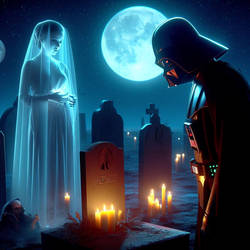 Padme's ghost secretly watches as Darth Vader ligh