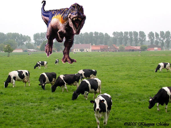 Rex Cow T-Rex Chasing Cows by HexagonDieselBart on DeviantArt