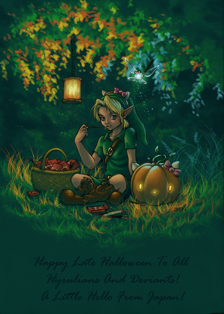 :Halloween Link eating Pocky: