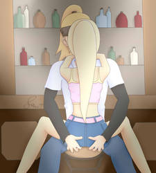 Ino And Deidara At The Bar }DeiIno