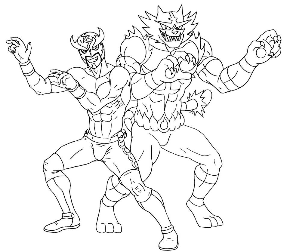 maskedroyal and incineroar lineart by 09tuf on DeviantArt