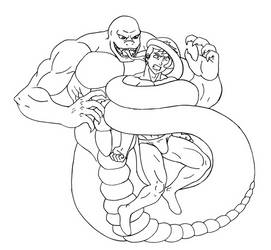 Zboy vs King Snake - Lineart