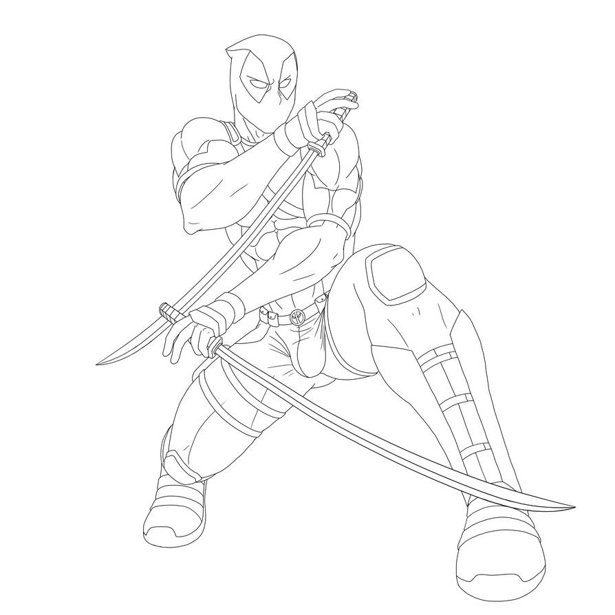 Deadpool Linocut Deadpool - Lineart by 09tuf on DeviantArt