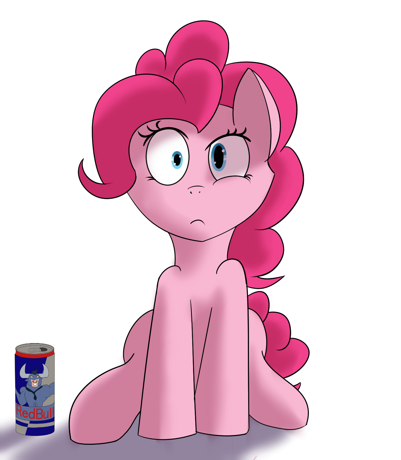 Pinkie found my red bull stash!