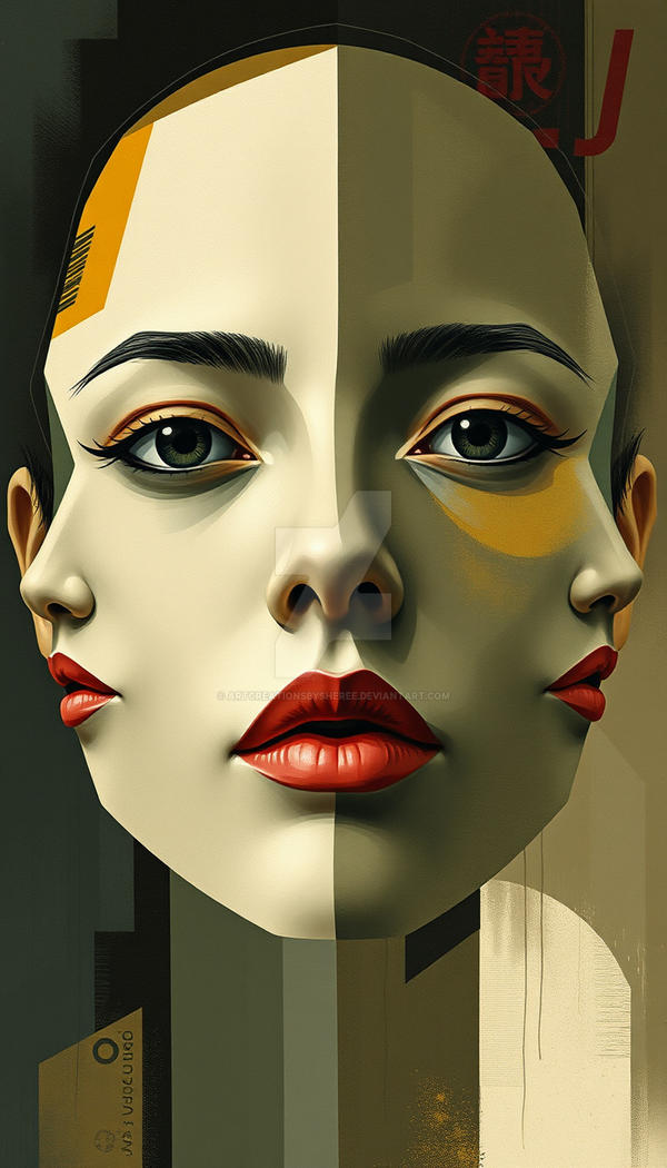 Abstract with faces of people