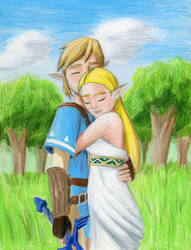 Link and Zelda Hug