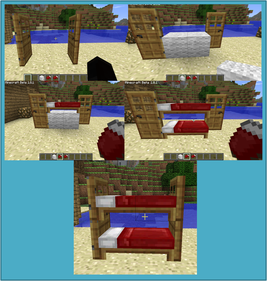 Bunk Bed Tutorial By Shorrax On Deviantart, How To Make A Bunk Bed In Minecraft With Doors