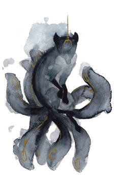 Watercolor Nine Tailed Fox