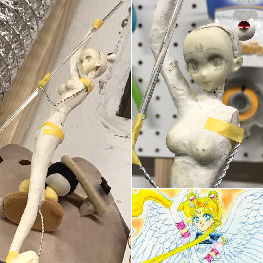 WIP - Eternal Sailor Moon Sculpture (Trashed) by EmeraldAngelStudio