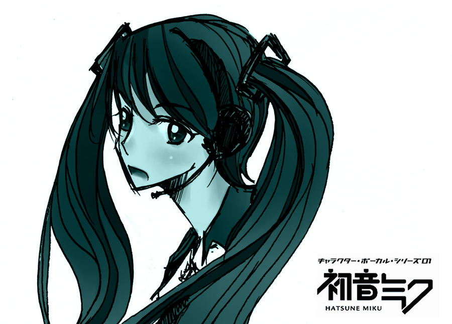 Hatsune Miku Blue Monochrome by Ayare-chan