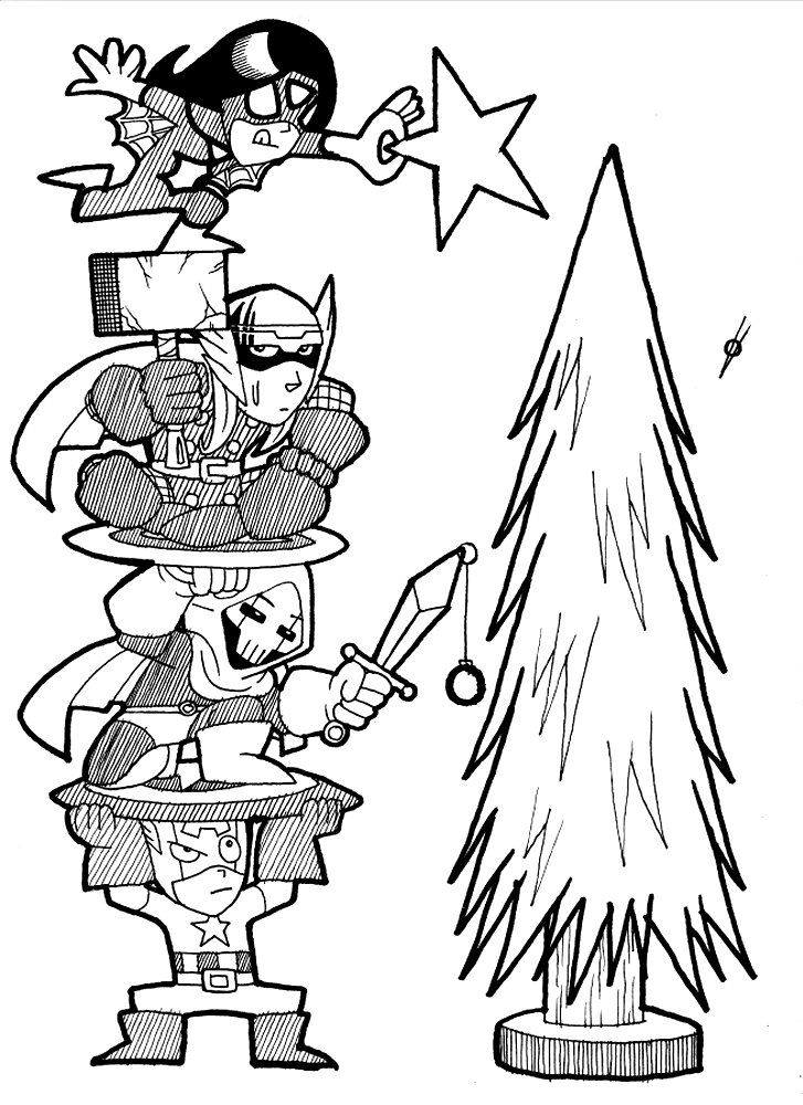 chibi avengers Xmas tree