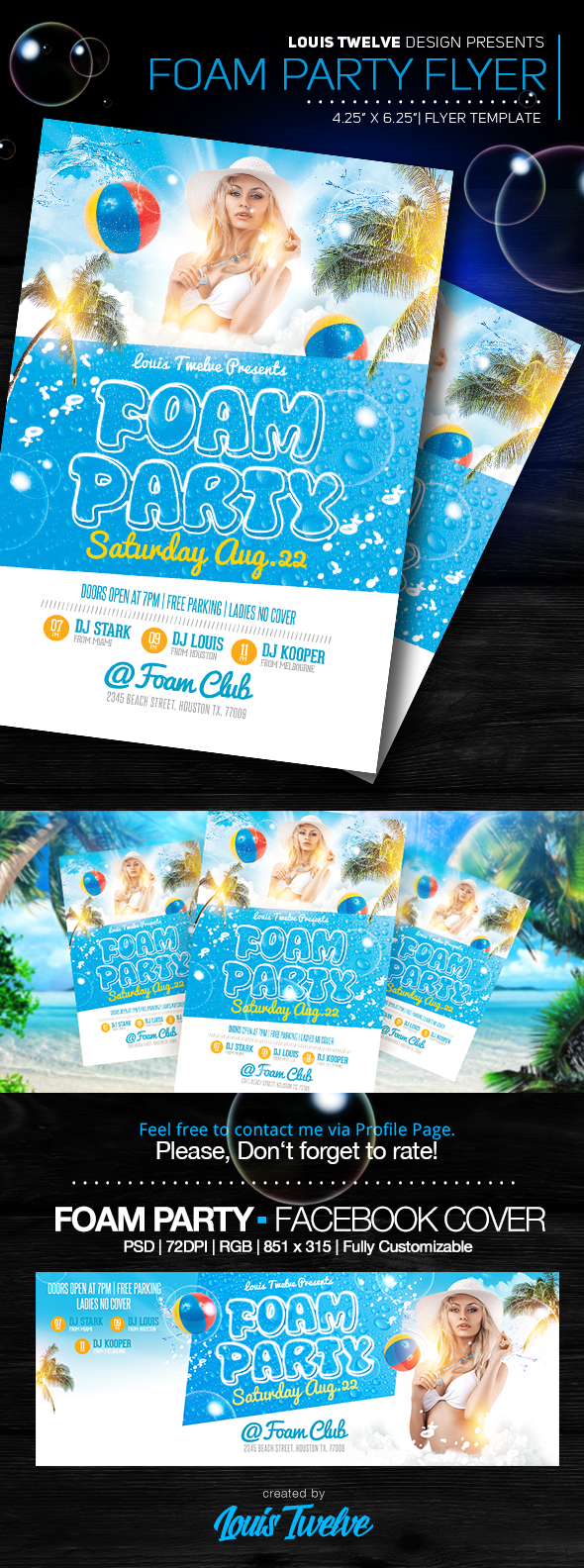 Foam Party Flyer + Facebook Cover