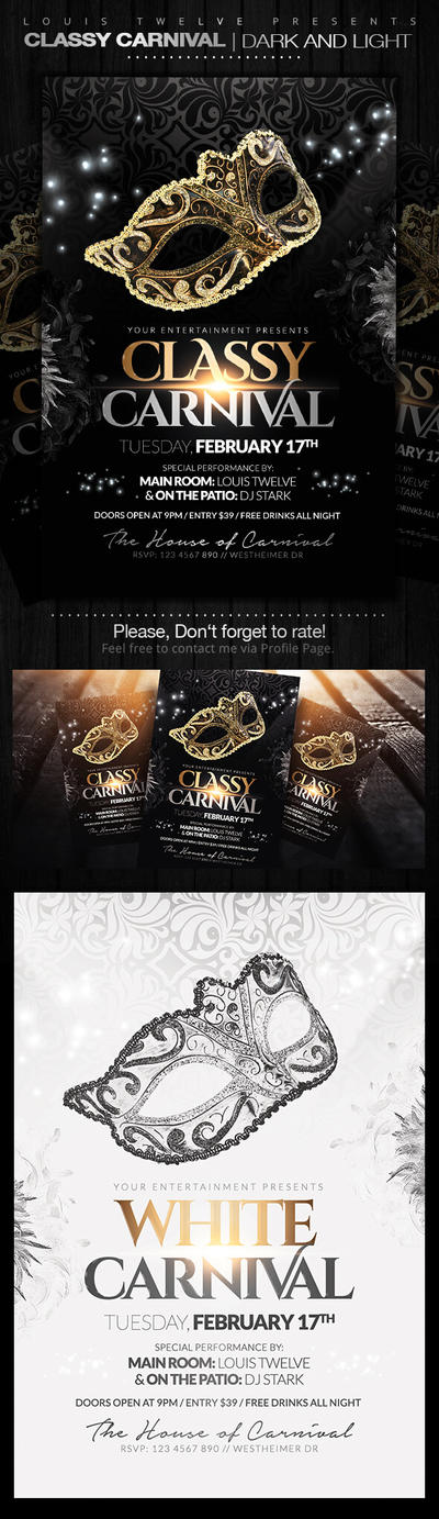 Classy Carnival, Masquerade Ball Party Flyer